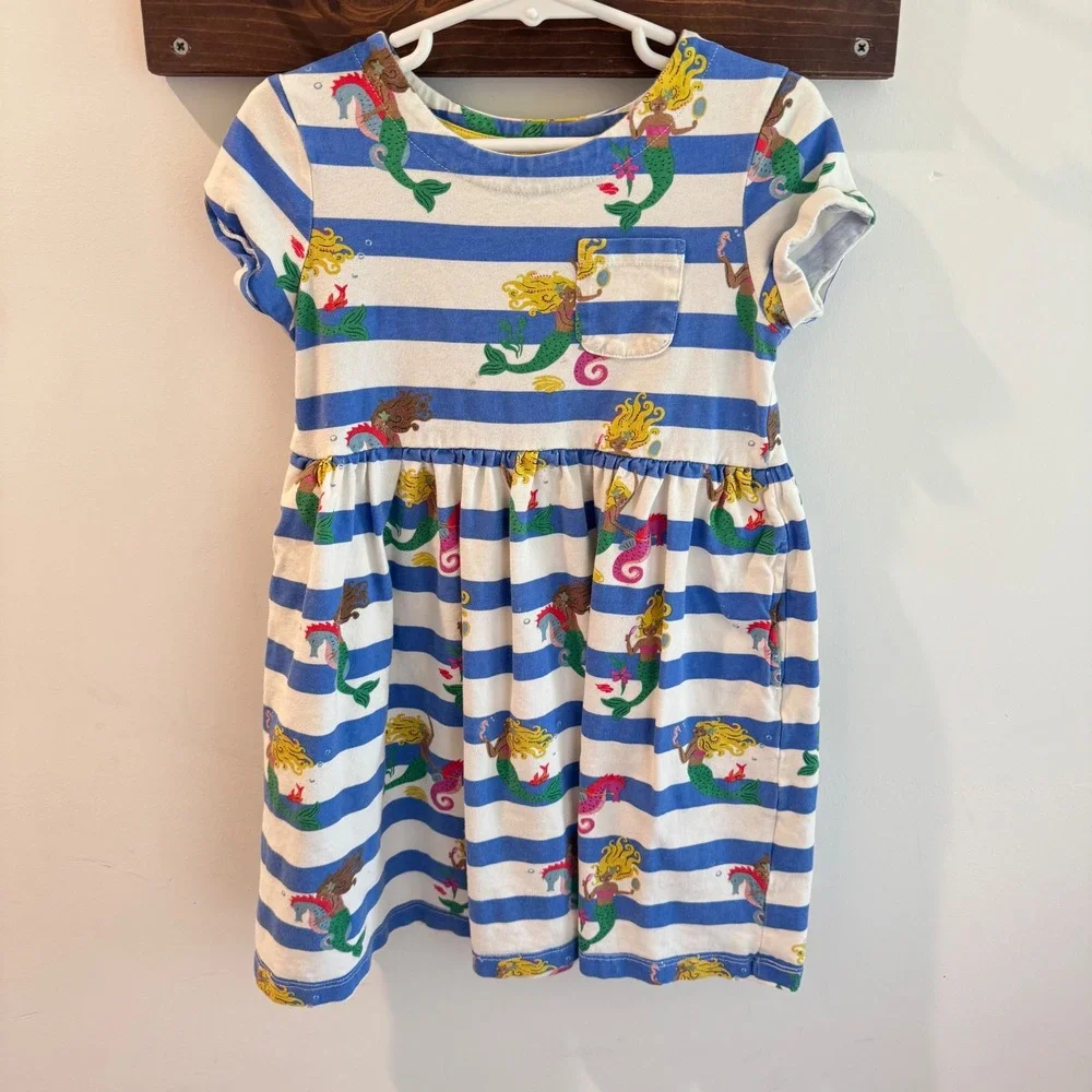 Mini Boden Girls Dress Bundle Lot of 4 Size 5-6Y Animals Mermaids Stripes Cats - Picture 8 of 14